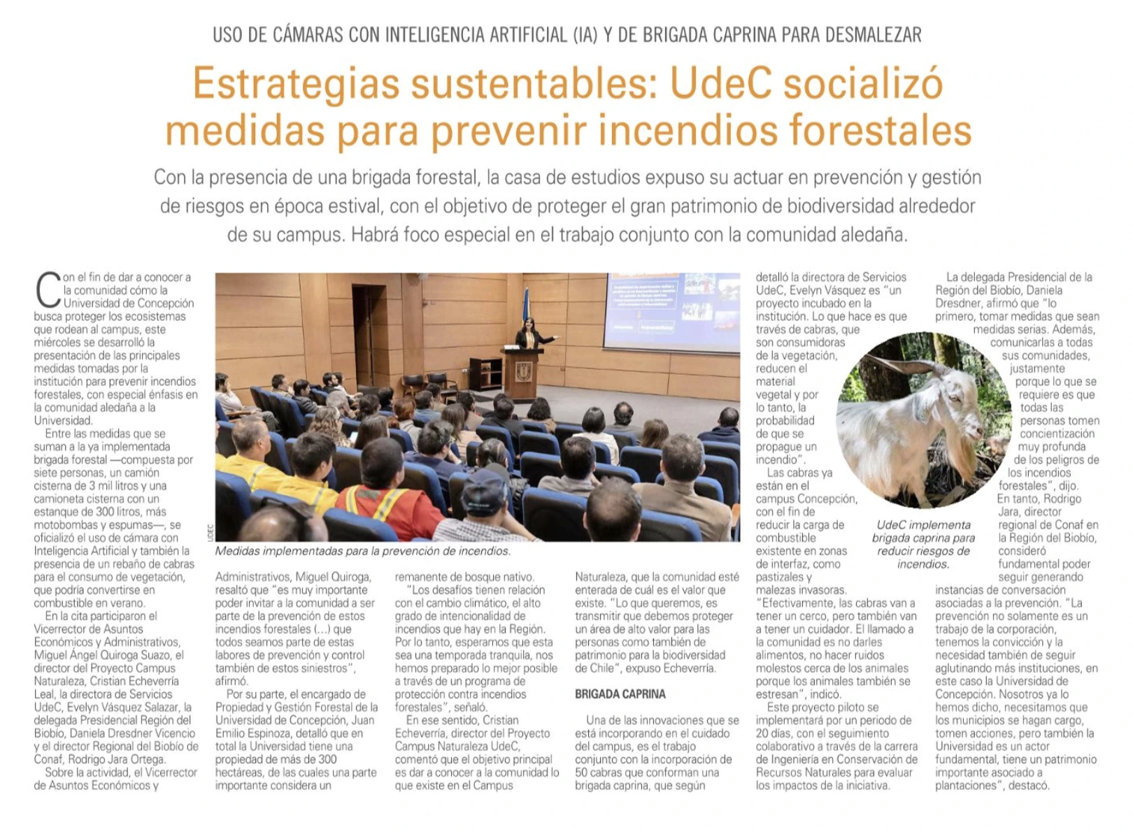 Estrategias sustentables: UdeC socializó medidas para prevenir incendios forestales